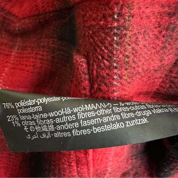 ZARA Red Black Plaid Oversized Flannel Jacket Size Small - Picture 8 of 8